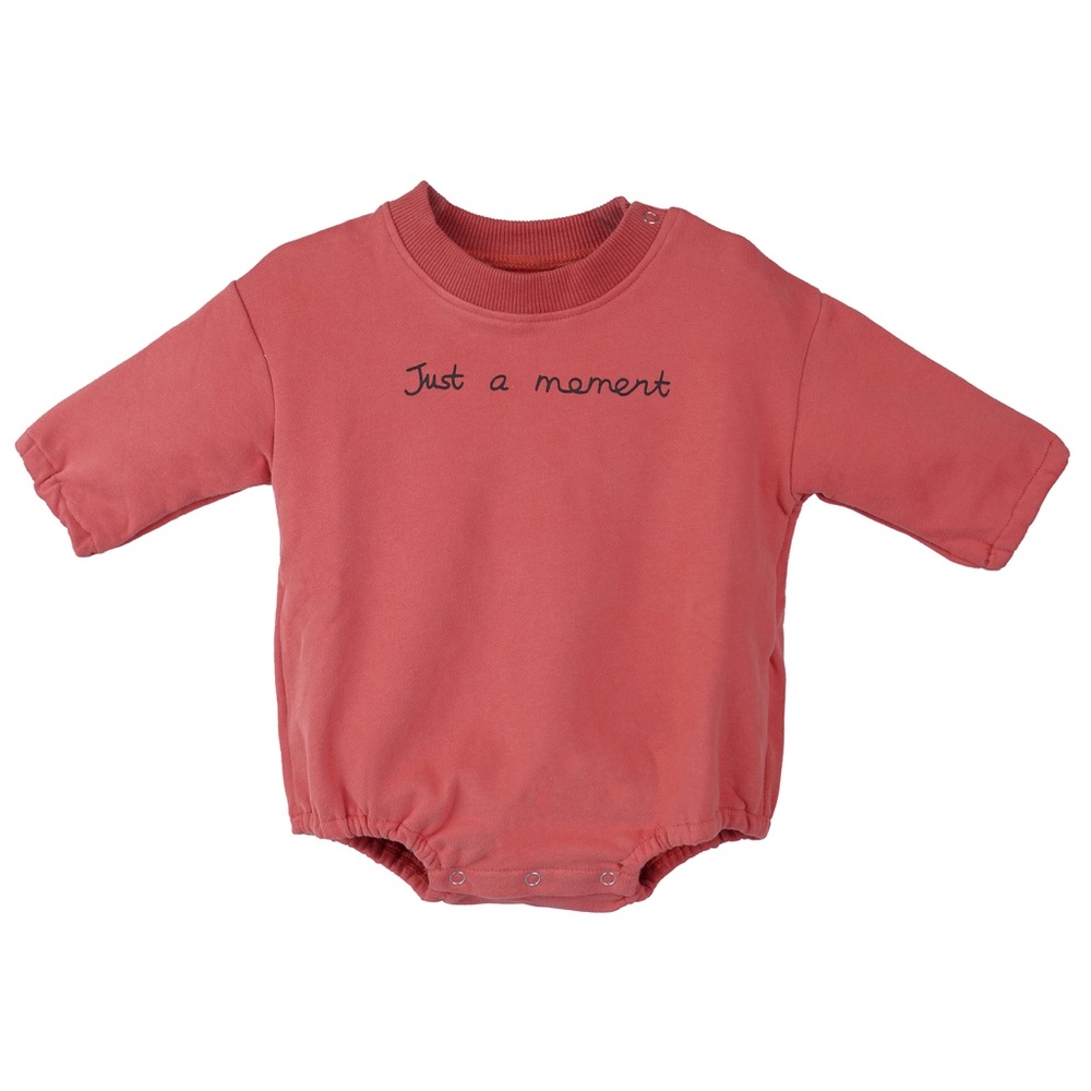 Letter Printed Long Sleeve Baby Romper Coral